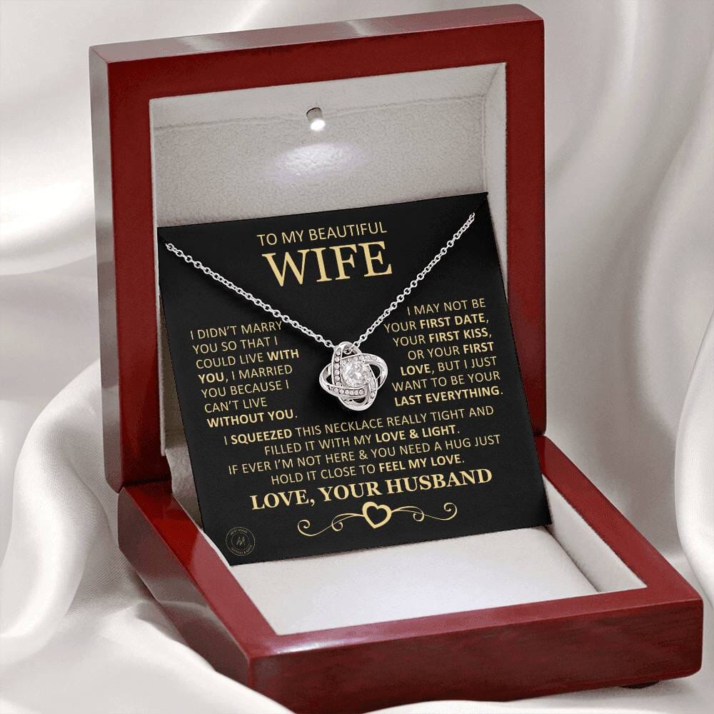 Unique Gift for Wife "I Can't Live Without You" Knot Necklace