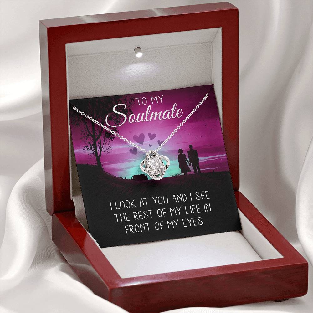 To My Soulmate Necklace Gift for Her - Love Knot Jewelry with Heartfelt Message Card and Gift Box - Anniversary, Valentine's Day, Birthday Gift for Wife or Girlfriend