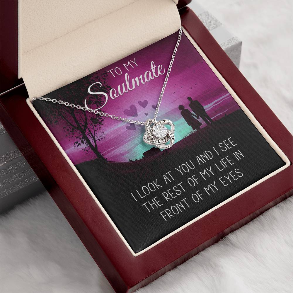 To My Soulmate Necklace Gift for Her - Love Knot Jewelry with Heartfelt Message Card and Gift Box - Anniversary, Valentine's Day, Birthday Gift for Wife or Girlfriend