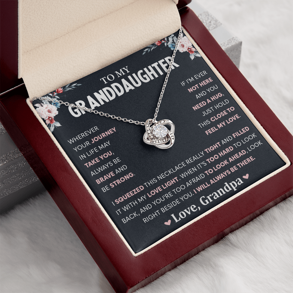 To My Granddaughter, Love Knot Necklace Gift From Grandpa