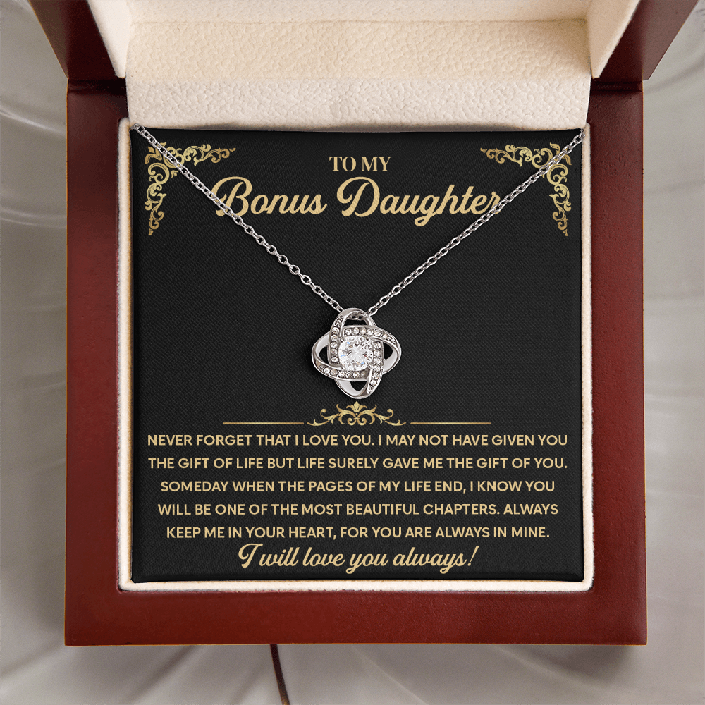 Love Knot Necklace for Bonus Daughter - You Make Me Proud in So Many Ways