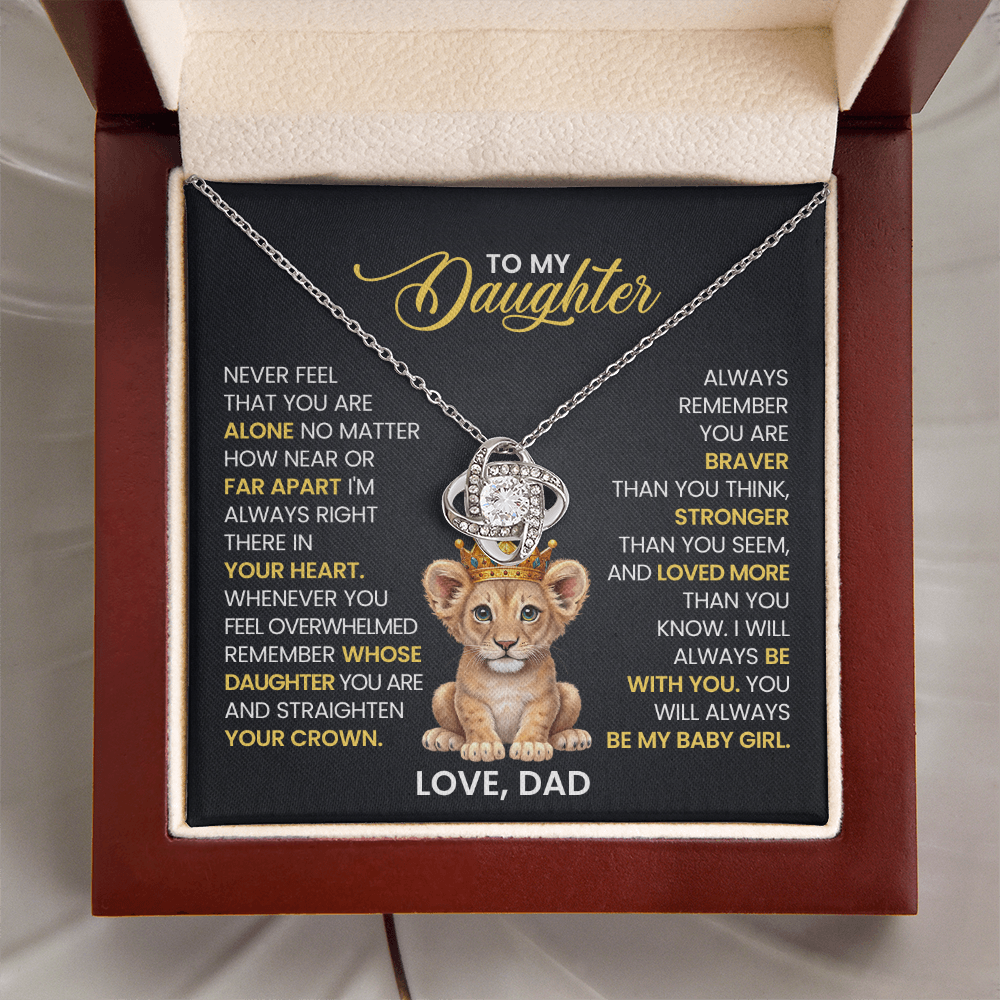 To My Daughter - You Are Braver and Stronger - Love Knot Necklace