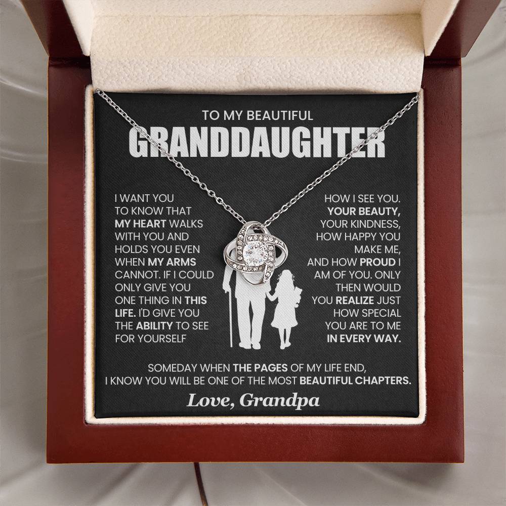 To My Beautiful Granddaughter - I Am Proud of You - Love Knot Necklace