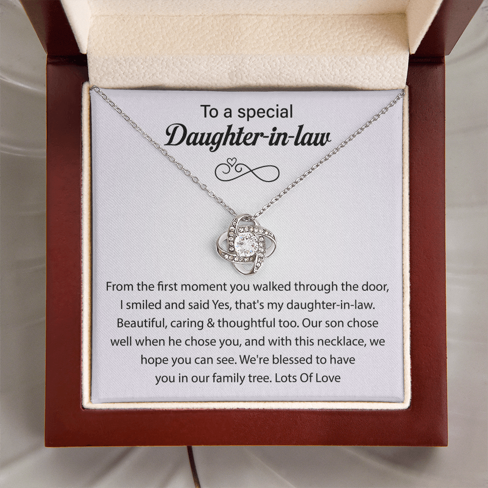 To My Daughter-in-law, We Both Love the Same Man, Love Knot Necklace