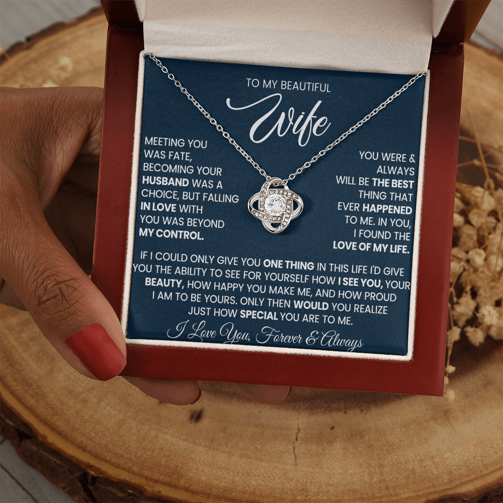 To My Wife - I Love You Forever & Always - Love Knot Necklace