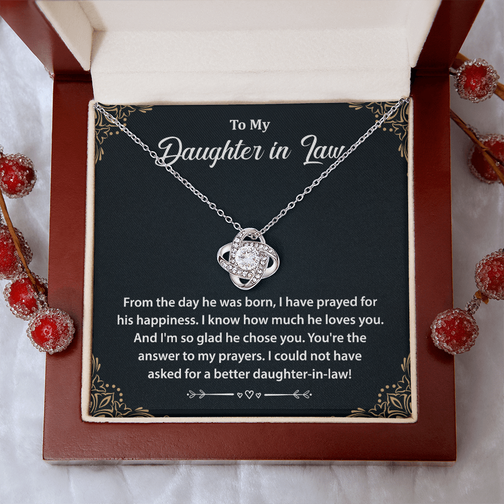 To My Daughter-in-law, Believe in Yourself- Love Knot Necklace