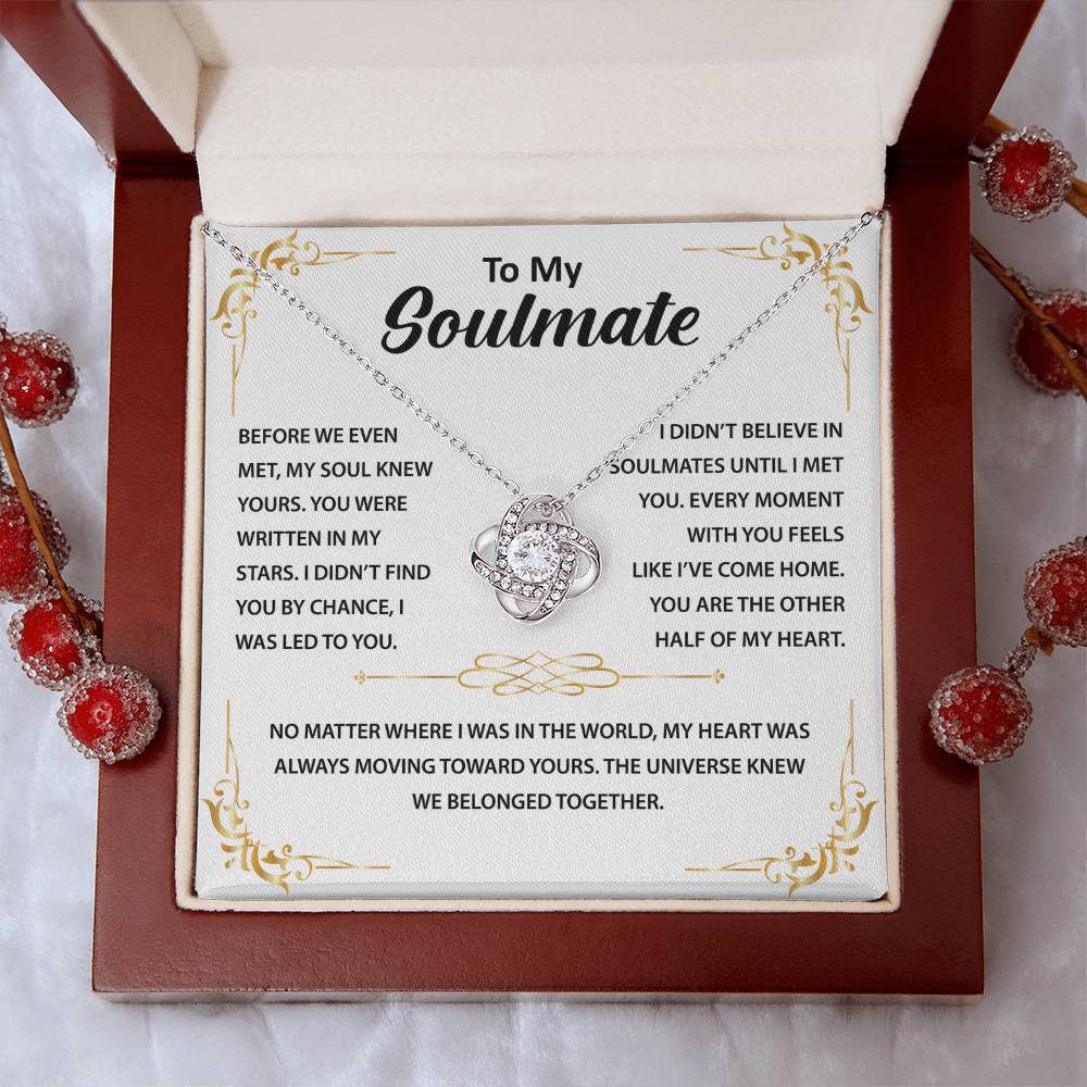 Wife Necklace From Husband  to My Soulmate Necklace, for Women, Message Card & LED Box