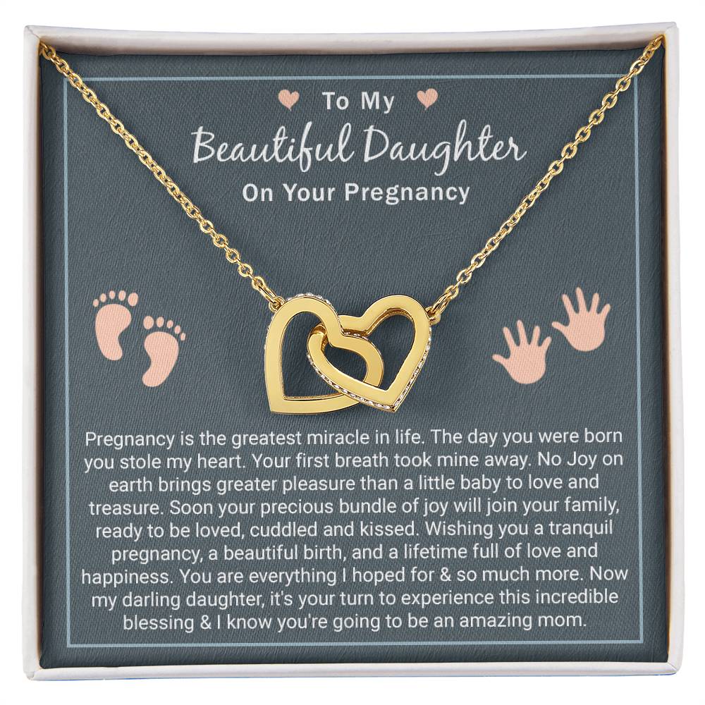 New Mom Gifts: Interlocking Hearts Necklace | First Time Mom Gift | Mothers Day & Christmas Daughter Gifts | Pregnant Daughter Gift Ideas