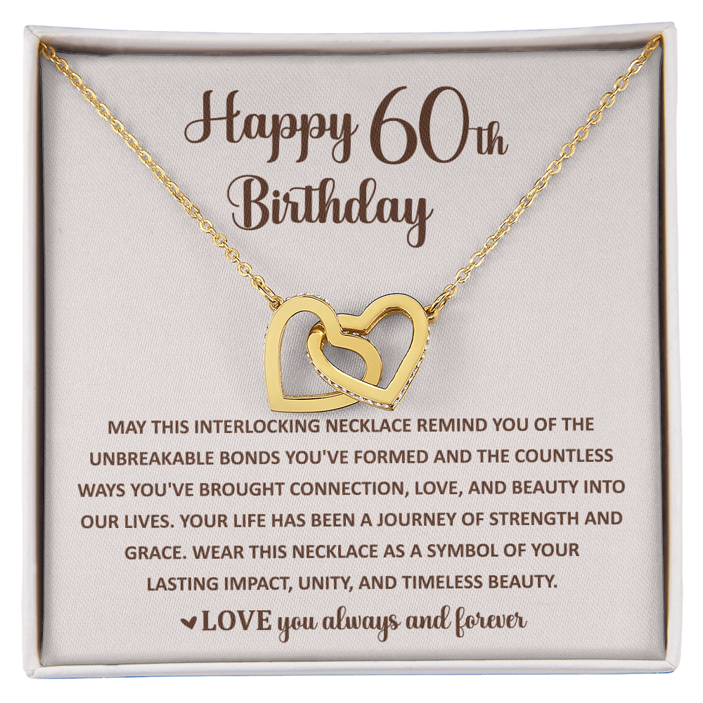 60th Birthday Memories Interlocking Heart Necklace Gift