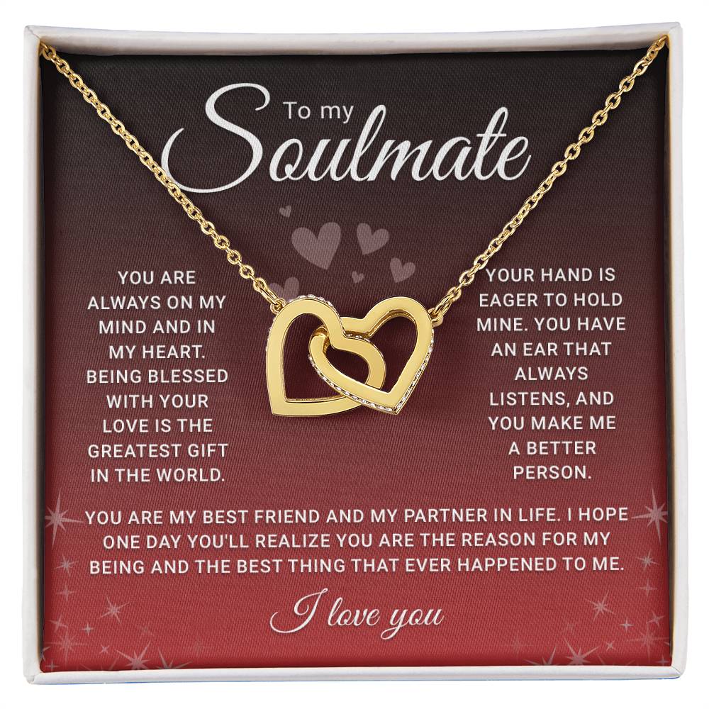 Personalized Soulmate Necklace for Women - Interlocking Heart Jewelry Gift for Wife or Girlfriend - Perfect for Anniversaries, Birthdays, Christmas