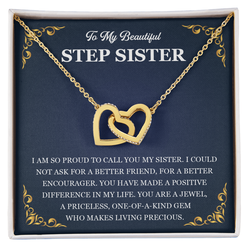 To My Beautiful Stepsister - Interlocking Heart Necklace Gift for Her