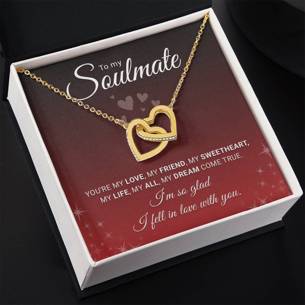 Soulmate Necklace for Women - Personalized Interlocking Heart Stainless Steel Jewelry Gift for Wife or Girlfriend - Anniversary, Birthday, Christmas Gift