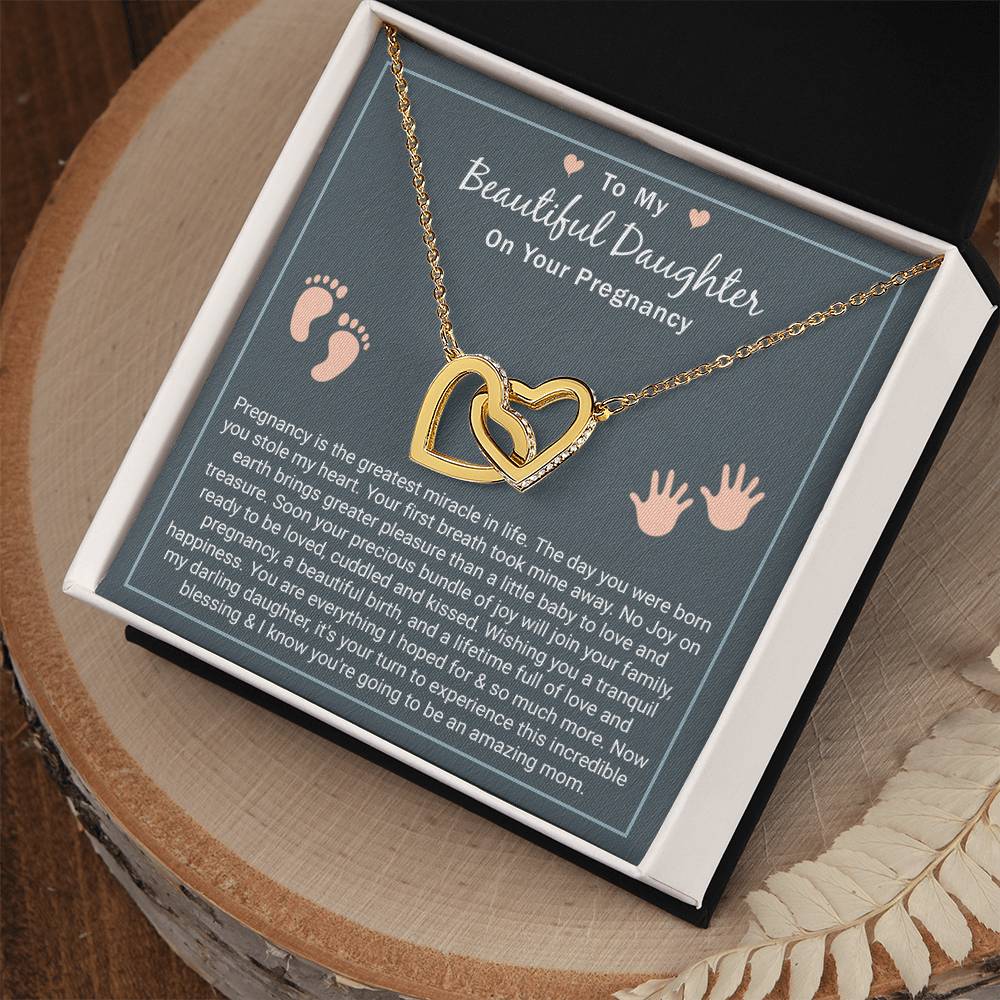 New Mom Gifts: Interlocking Hearts Necklace | First Time Mom Gift | Mothers Day & Christmas Daughter Gifts | Pregnant Daughter Gift Ideas