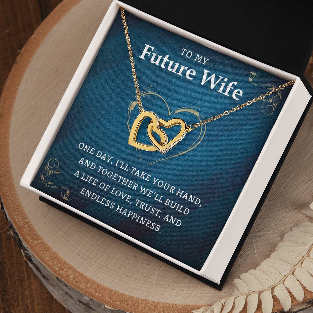 Future Wife Interlocking Heart Necklace with Heartfelt Message, Perfect Valentine, Anniversary, or Birthday Gift for Fiancée and Soulmate