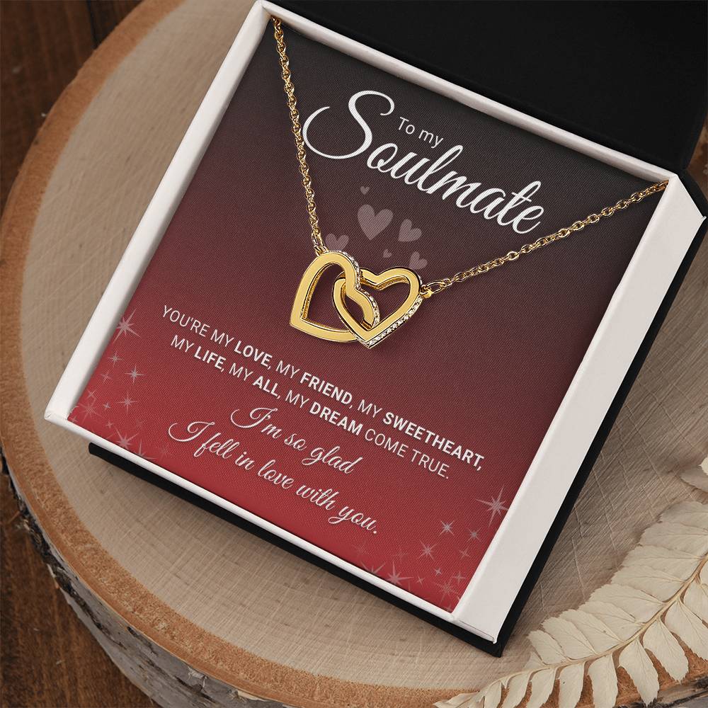 Soulmate Necklace for Women - Personalized Interlocking Heart Stainless Steel Jewelry Gift for Wife or Girlfriend - Anniversary, Birthday, Christmas Gift