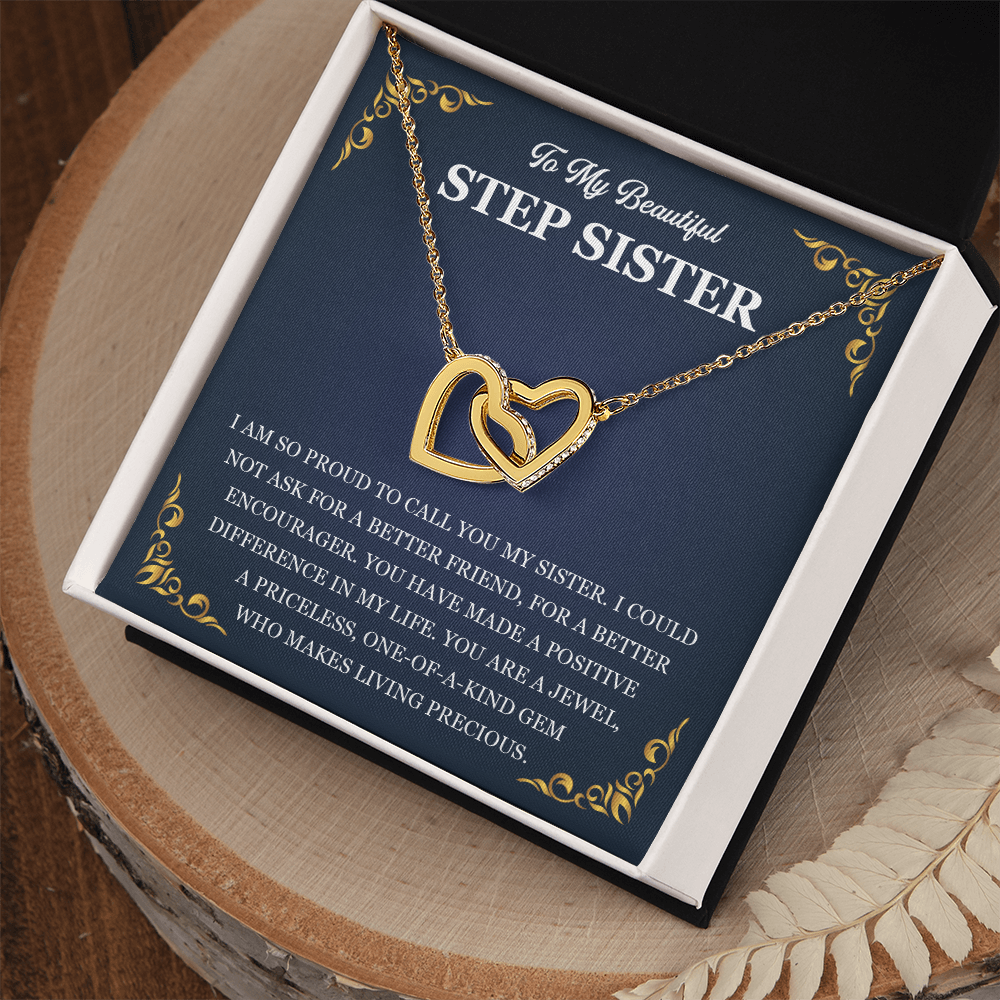 To My Beautiful Stepsister - Interlocking Heart Necklace Gift for Her