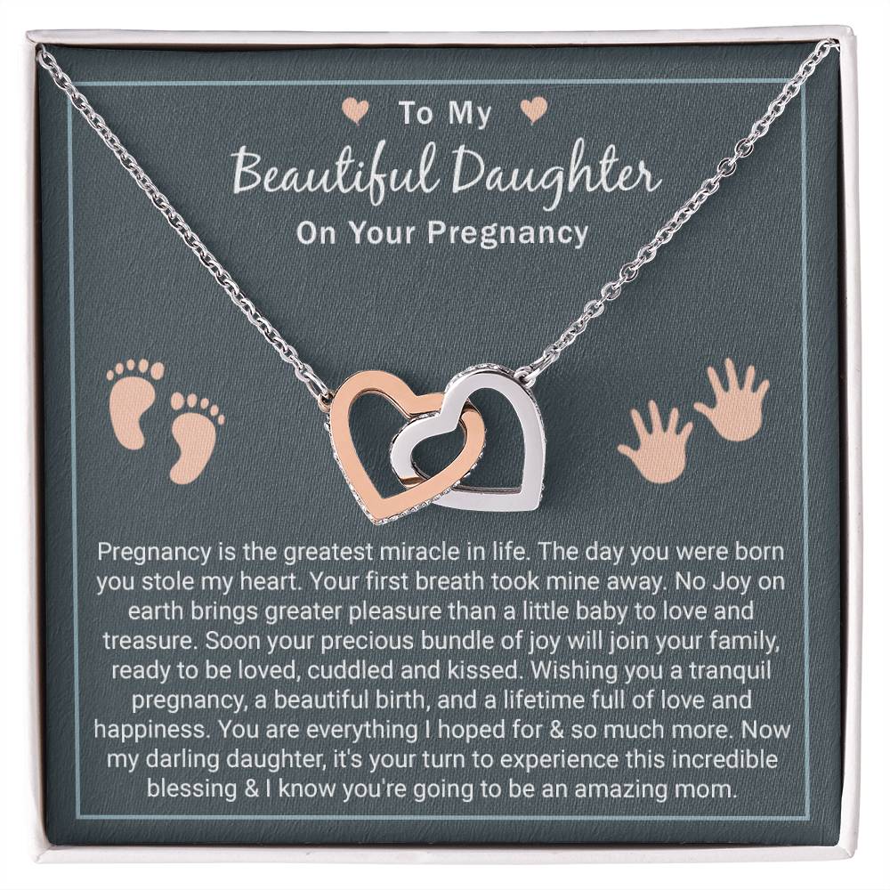 New Mom Gifts: Interlocking Hearts Necklace | First Time Mom Gift | Mothers Day & Christmas Daughter Gifts | Pregnant Daughter Gift Ideas