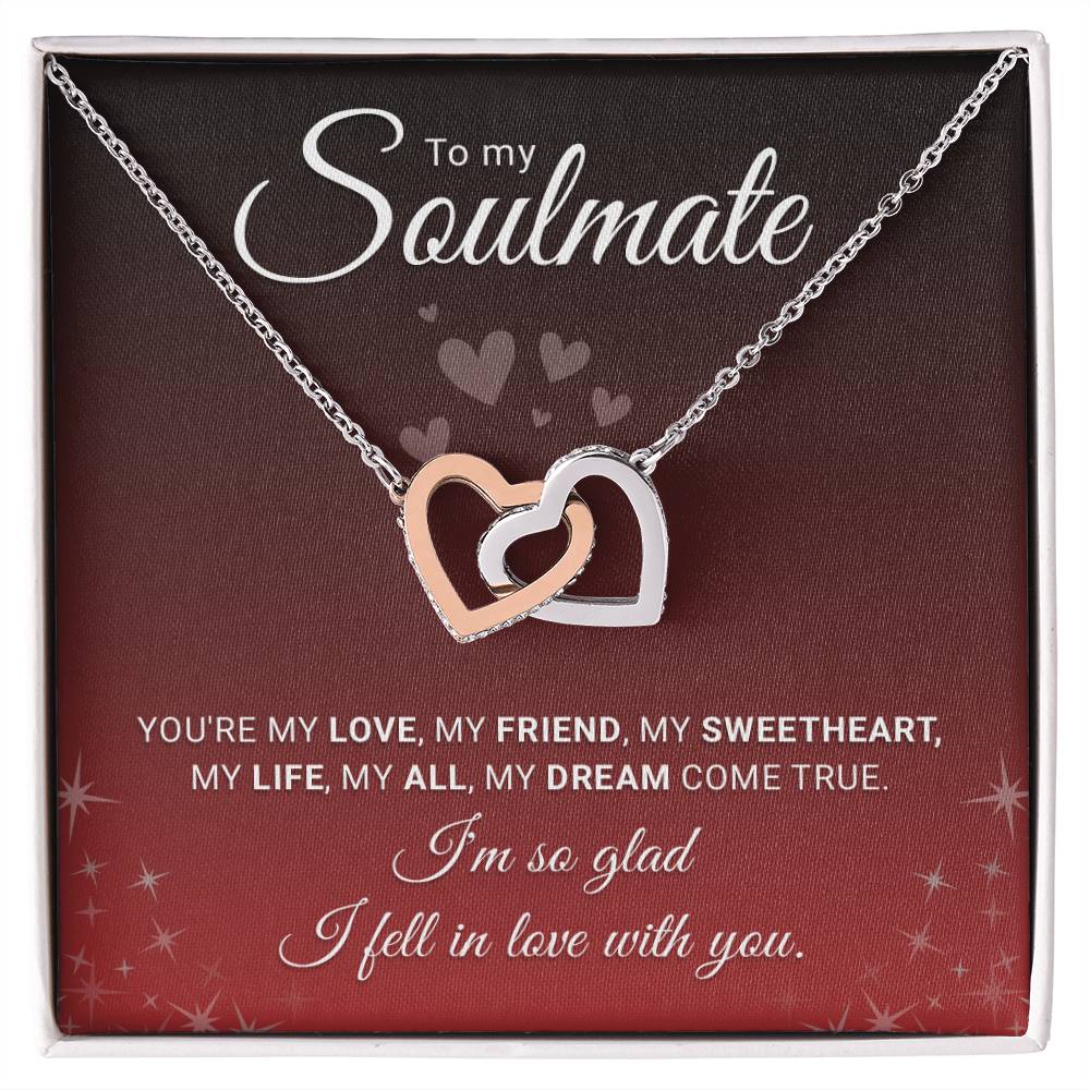 Soulmate Necklace for Women - Personalized Interlocking Heart Stainless Steel Jewelry Gift for Wife or Girlfriend - Anniversary, Birthday, Christmas Gift