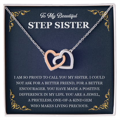 To My Beautiful Stepsister - Interlocking Heart Necklace Gift for Her