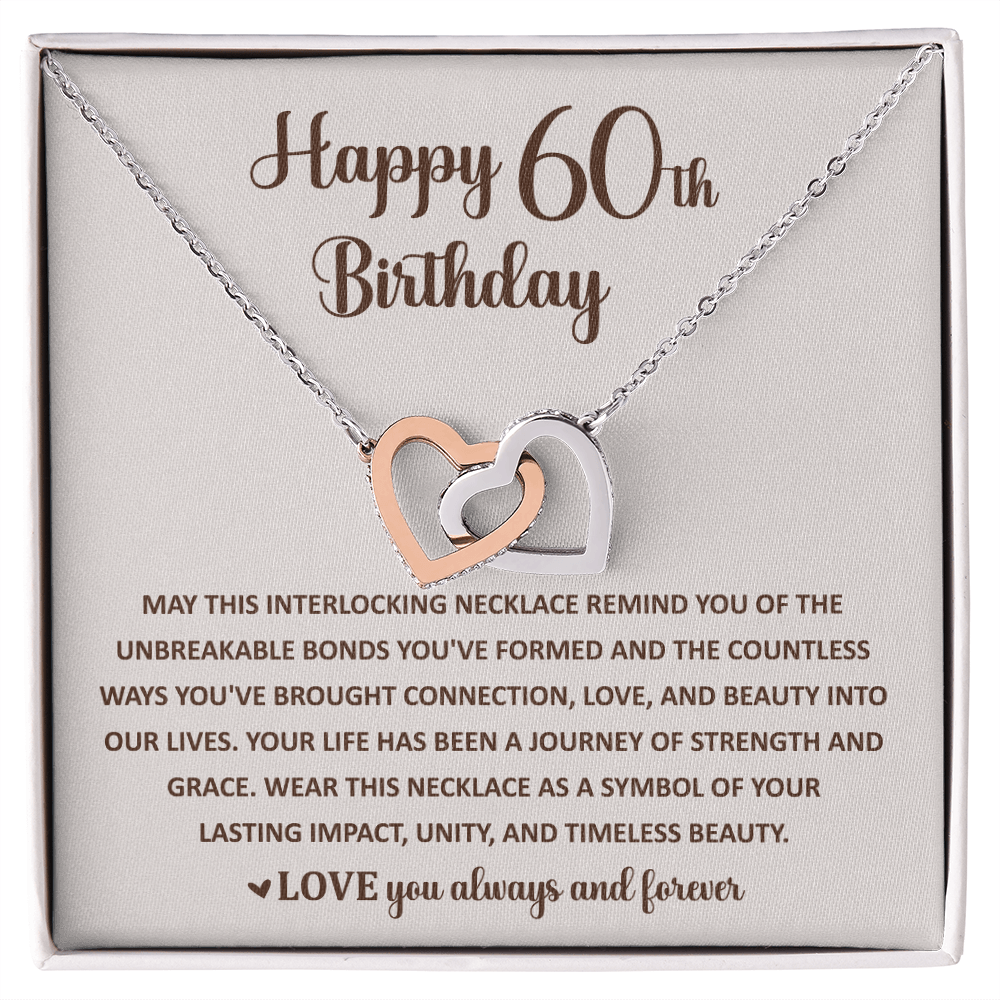 60th Birthday Memories Interlocking Heart Necklace Gift