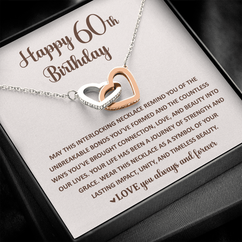 60th Birthday Memories Interlocking Heart Necklace Gift
