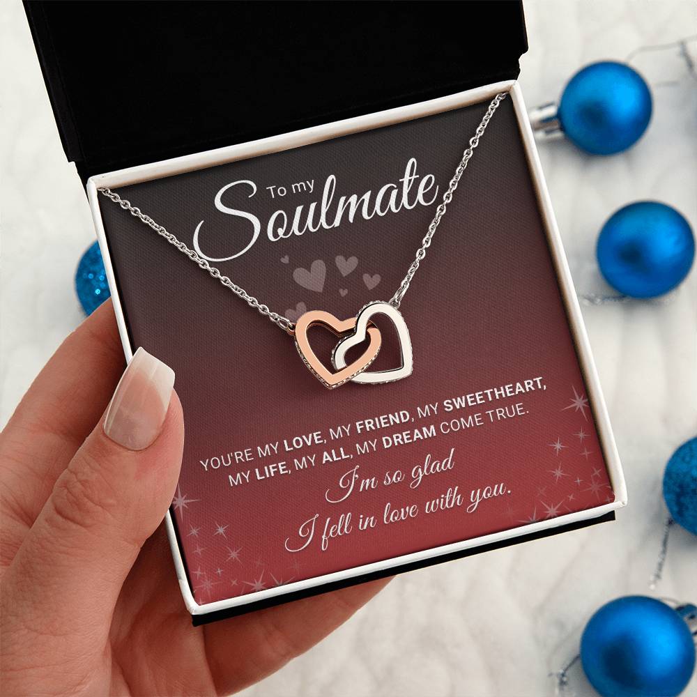 Soulmate Necklace for Women - Personalized Interlocking Heart Stainless Steel Jewelry Gift for Wife or Girlfriend - Anniversary, Birthday, Christmas Gift