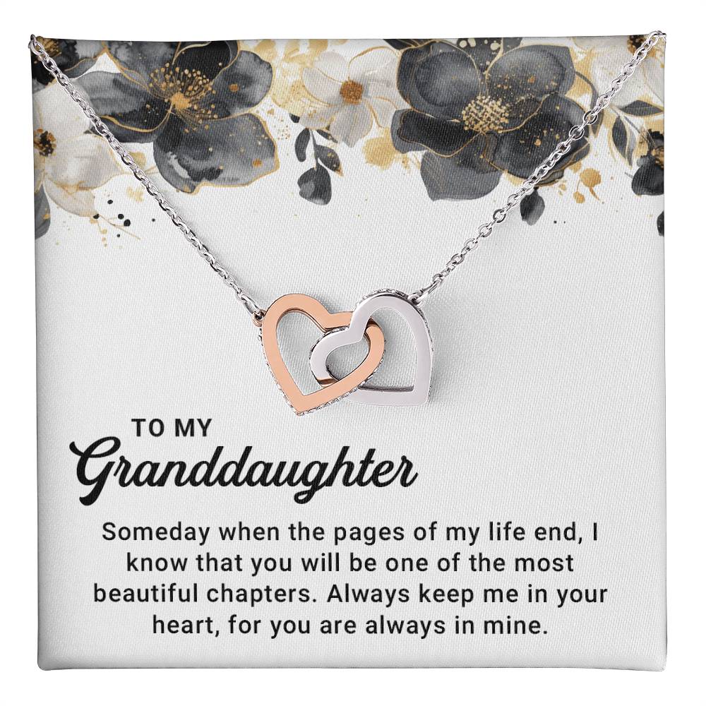 To My Granddaughter gift - Always Keep Me In Your Heart - Interlocking Heart Necklace