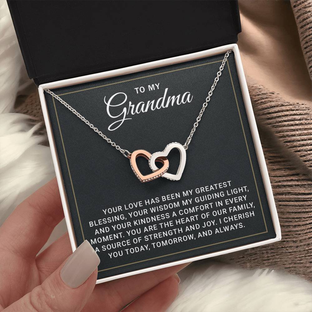 Grandma Necklace From Granddaughter - Grandma Granddaughter Necklace - Grandma Charm Necklace - Mother's Day, Christmas, Birthday Gifts for Grandma - Grandmother Jewelry with Message Card and Gift Box