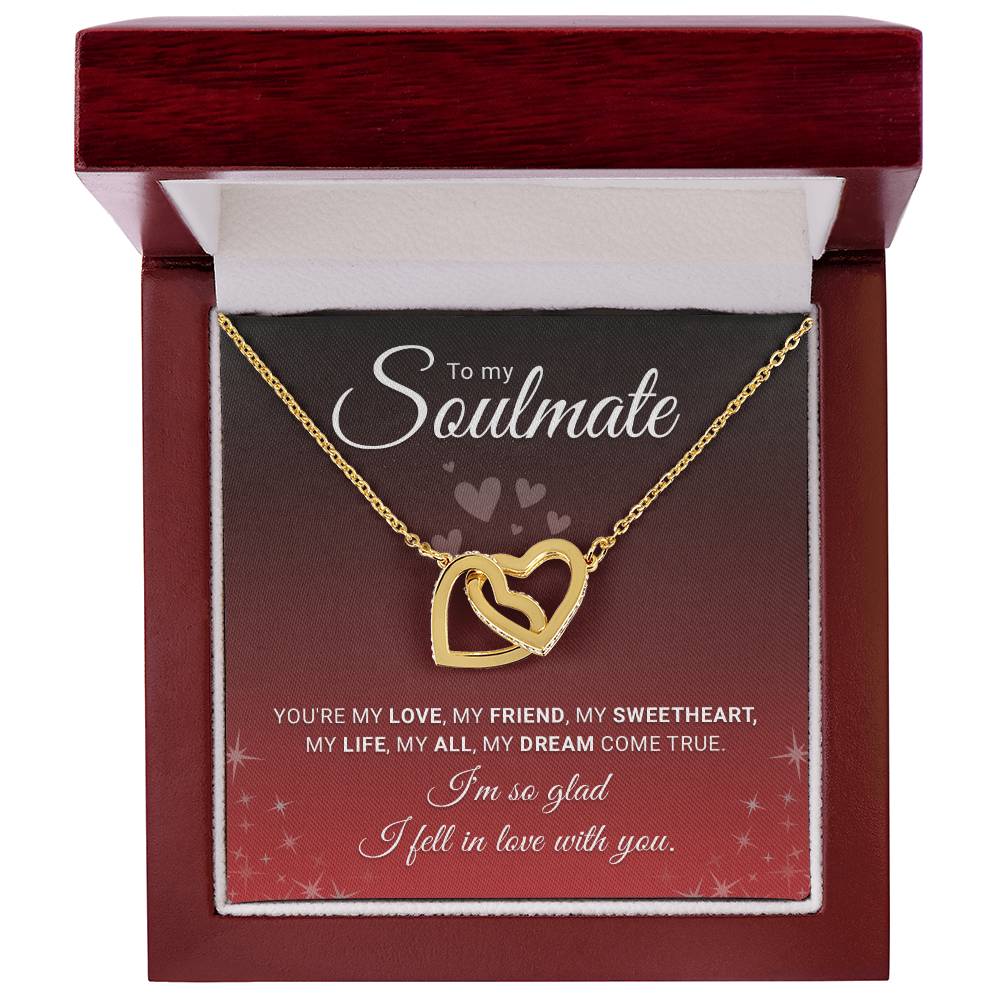 Soulmate Necklace for Women - Personalized Interlocking Heart Stainless Steel Jewelry Gift for Wife or Girlfriend - Anniversary, Birthday, Christmas Gift