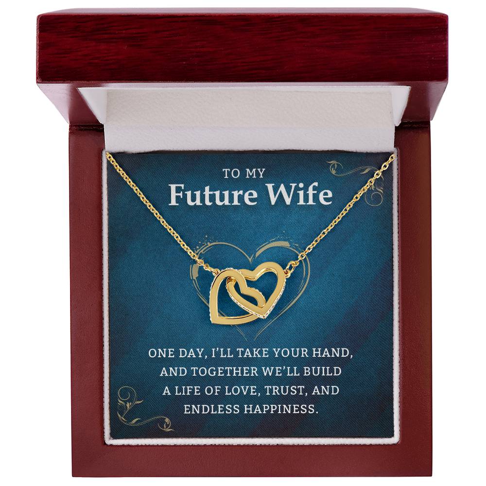 Future Wife Interlocking Heart Necklace with Heartfelt Message, Perfect Valentine, Anniversary, or Birthday Gift for Fiancée and Soulmate