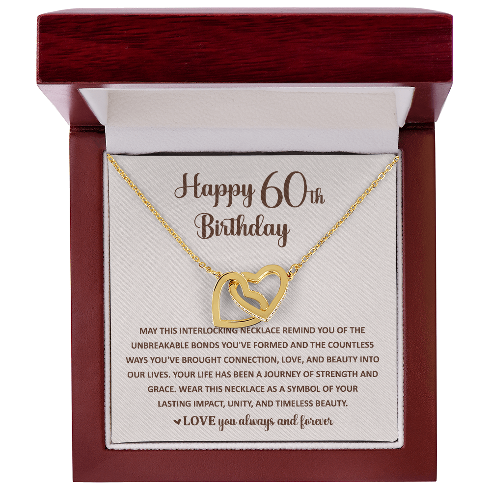 60th Birthday Memories Interlocking Heart Necklace Gift
