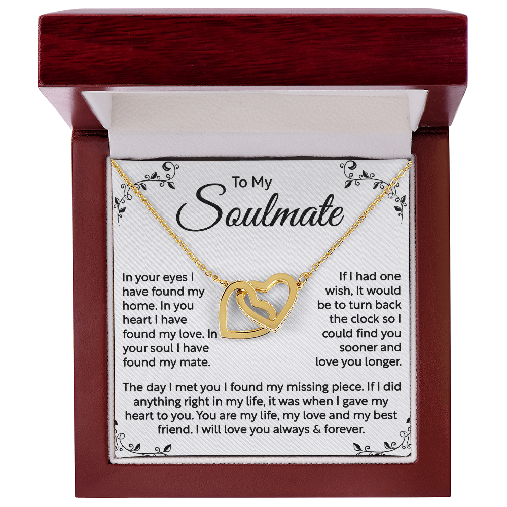 To My Soulmate, In Your Eyes I Found My Home, My Love, My Mate – Interlocking Heart Necklace, I Will Love You Always & Forever