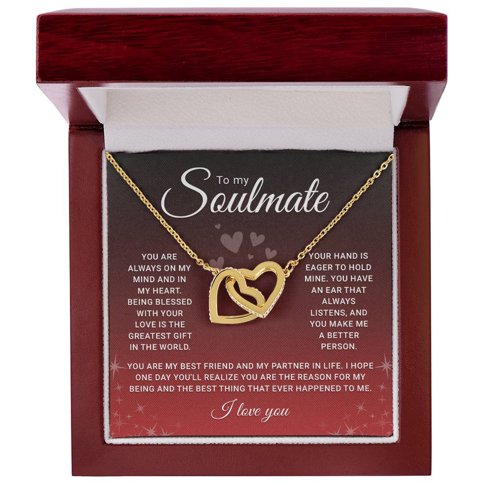 Personalized Soulmate Necklace for Women - Interlocking Heart Jewelry Gift for Wife or Girlfriend - Perfect for Anniversaries, Birthdays, Christmas