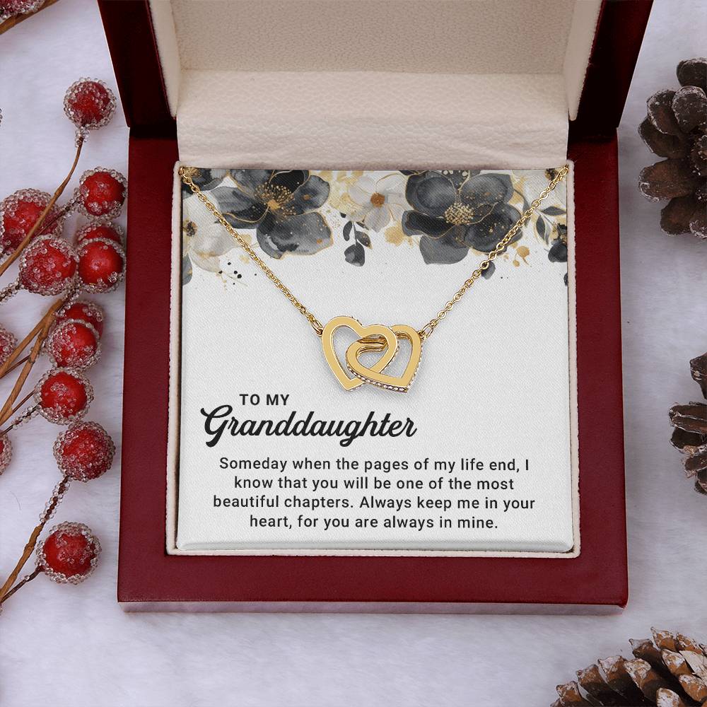 To My Granddaughter gift - Always Keep Me In Your Heart - Interlocking Heart Necklace