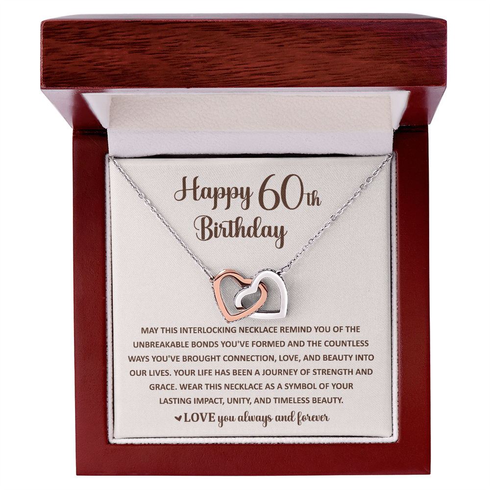 60th Birthday Memories Interlocking Heart Necklace Gift