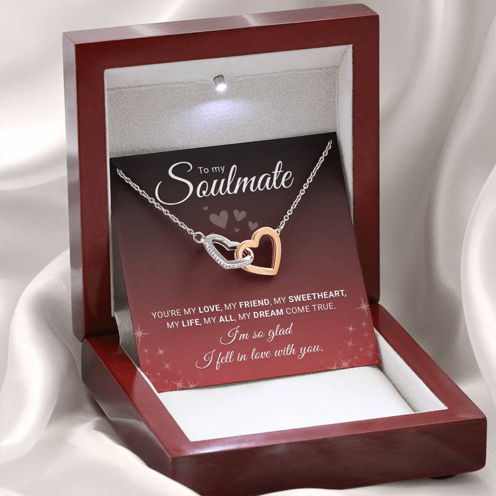 Soulmate Necklace for Women - Personalized Interlocking Heart Stainless Steel Jewelry Gift for Wife or Girlfriend - Anniversary, Birthday, Christmas Gift