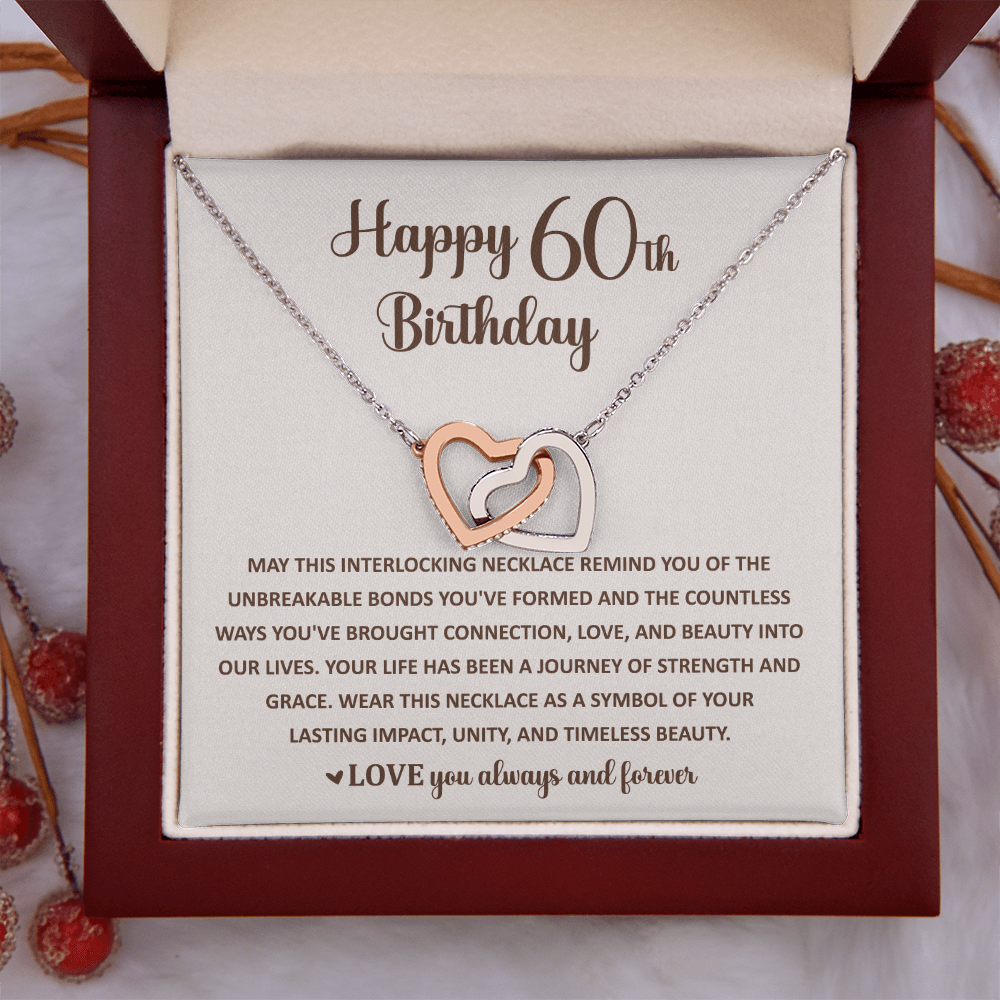 60th Birthday Memories Interlocking Heart Necklace Gift
