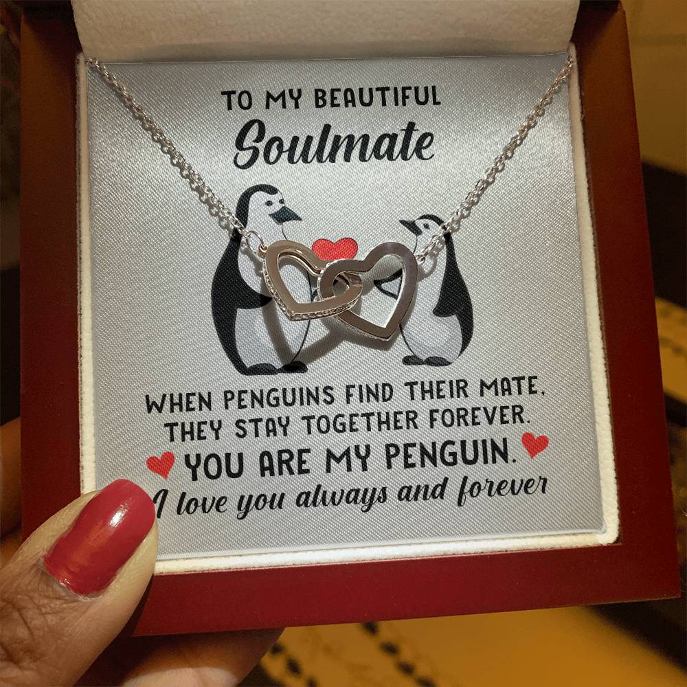 My Wife - You are my penguin - Interlocked Heart Necklace