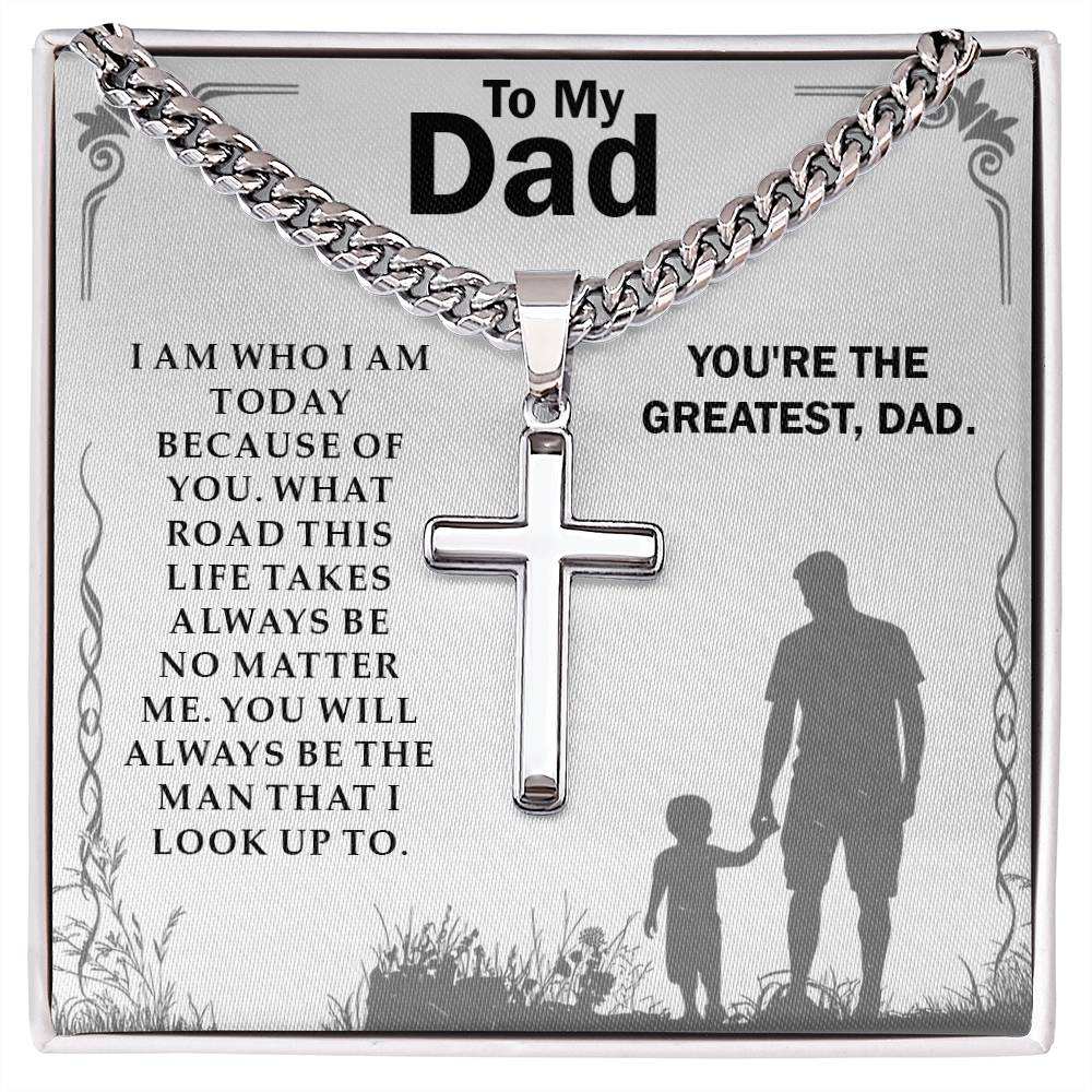 To My Dad Necklace With Message Card, Christmas Necklace, Cross Necklace, Fathers day Gift, Dad Birthday Gift from Son or Daughter