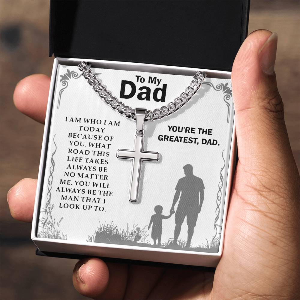 To My Dad Necklace With Message Card, Christmas Necklace, Cross Necklace, Fathers day Gift, Dad Birthday Gift from Son or Daughter