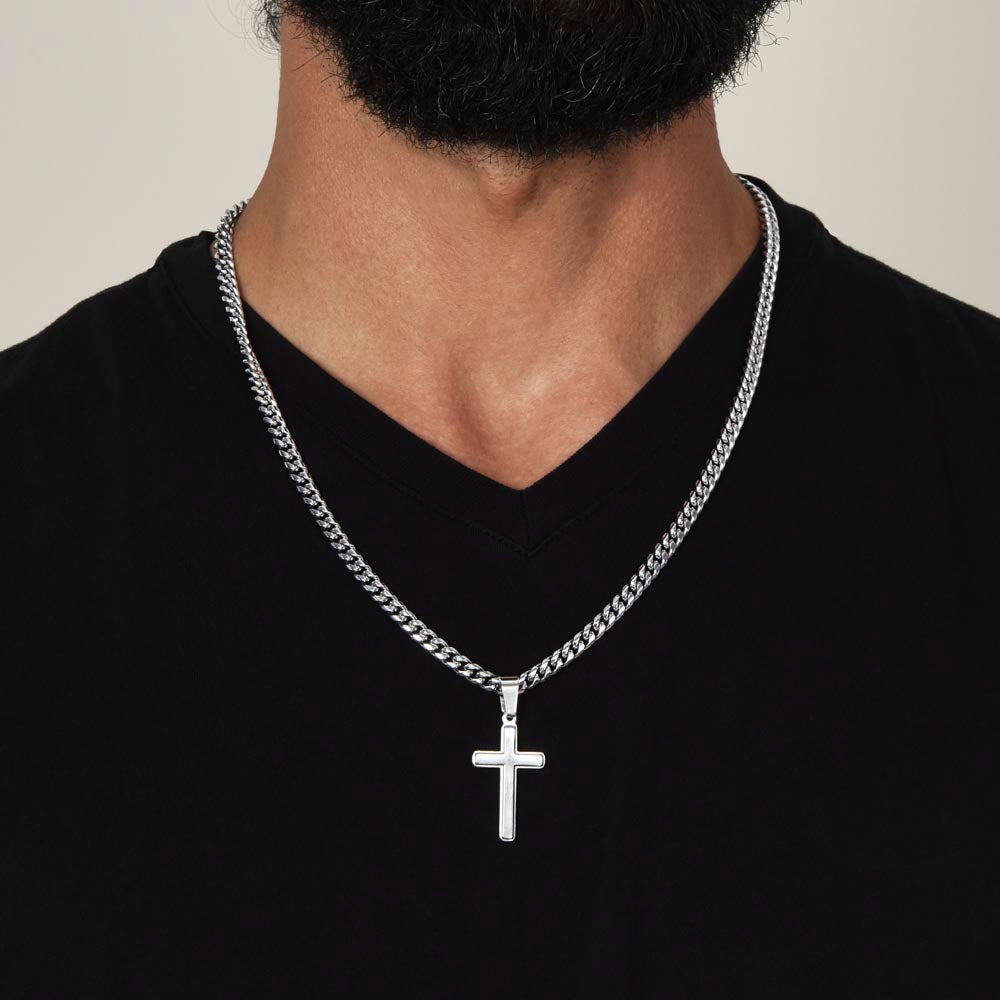 Cuban Link with Artisan Cross for Him – A Symbol of Love, Faith & Forever, Perfect Valentine's Day Gift