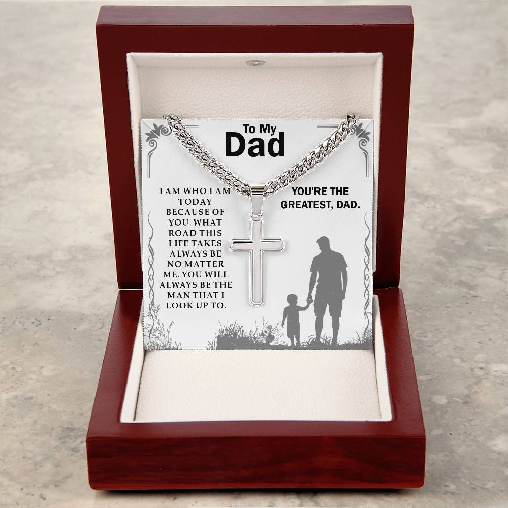 To My Dad Necklace With Message Card, Christmas Necklace, Cross Necklace, Fathers day Gift, Dad Birthday Gift from Son or Daughter