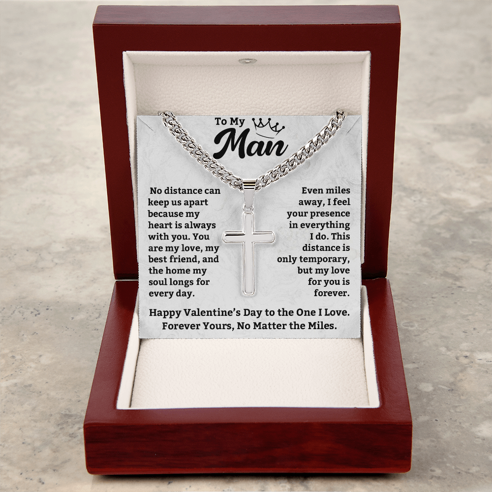 Cuban Link With Artisan Cross – A Timeless Valentine's Day Gift for Him to Celebrate Eternal Love, No Matter the Distance