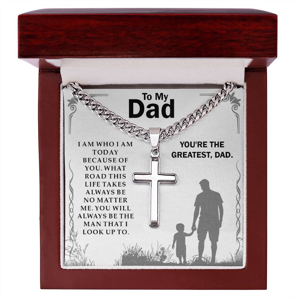 To My Dad Necklace With Message Card, Christmas Necklace, Cross Necklace, Fathers day Gift, Dad Birthday Gift from Son or Daughter