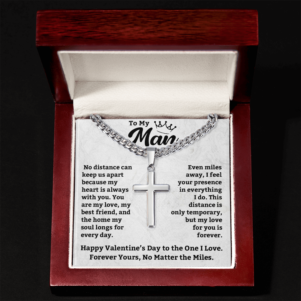 Cuban Link With Artisan Cross – A Timeless Valentine's Day Gift for Him to Celebrate Eternal Love, No Matter the Distance