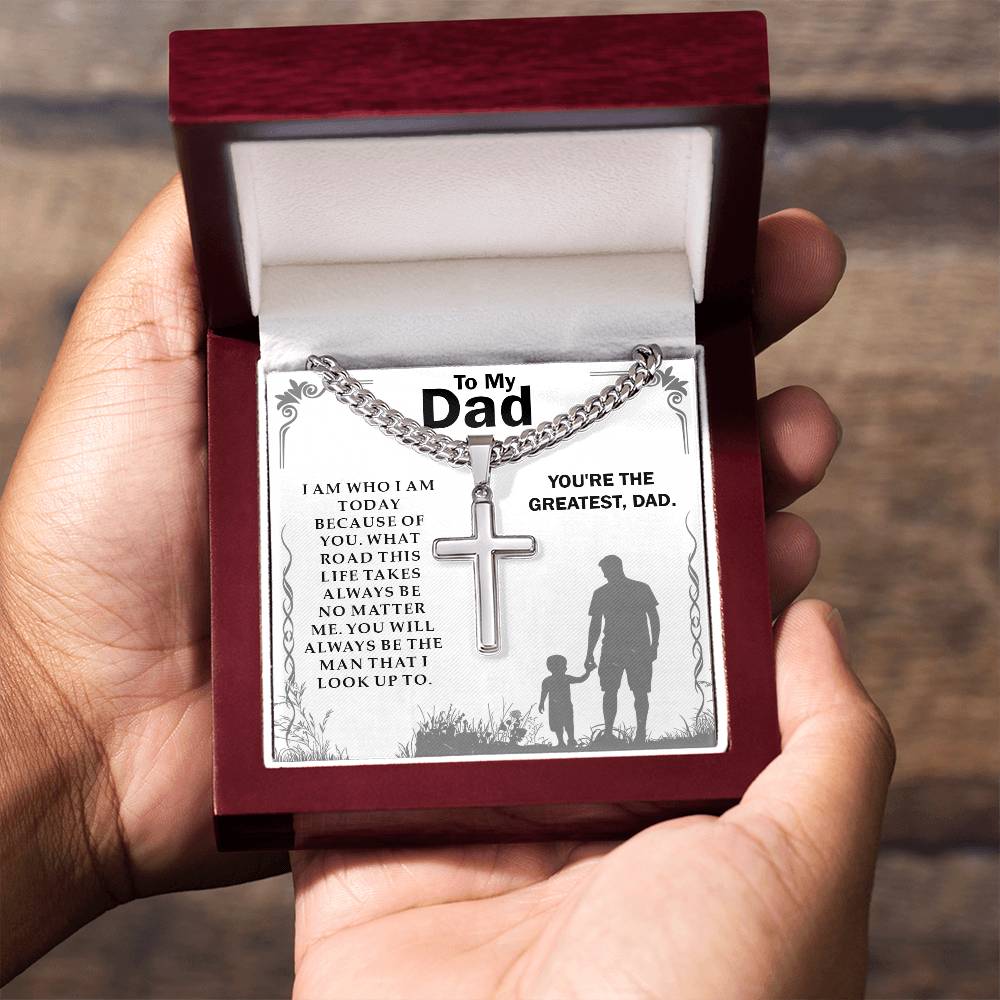 To My Dad Necklace With Message Card, Christmas Necklace, Cross Necklace, Fathers day Gift, Dad Birthday Gift from Son or Daughter