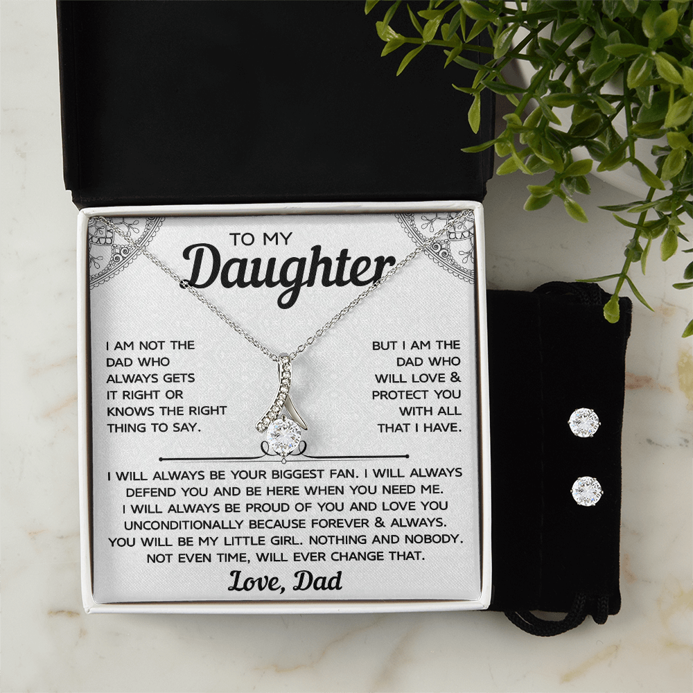 To My Daughter – Alluring Beauty Necklace & Earring Set, A Cherished Gift from Dad