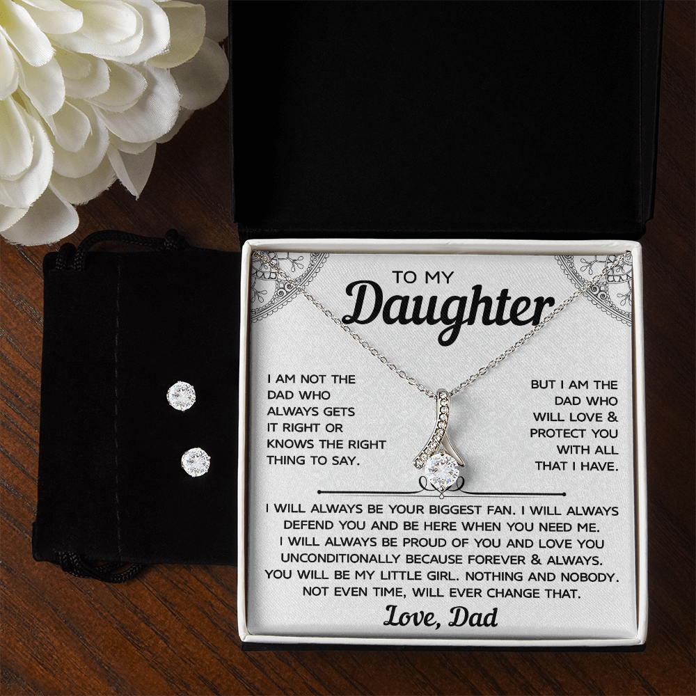 To My Daughter – Alluring Beauty Necklace & Earring Set, A Cherished Gift from Dad