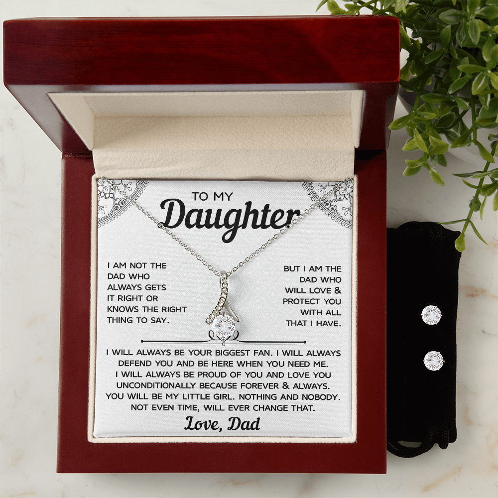 To My Daughter – Alluring Beauty Necklace & Earring Set, A Cherished Gift from Dad