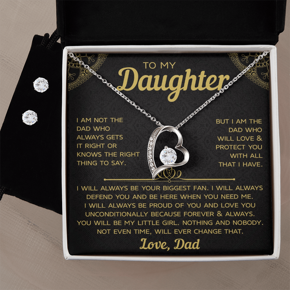 To My Daughter – Forever Love Necklace & Earring Set, A Heartfelt Gift from Dad